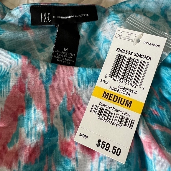 INC International Concepts Endless Summer Top With Rhinestone Straps Size M NWT - Picture 9 of 9